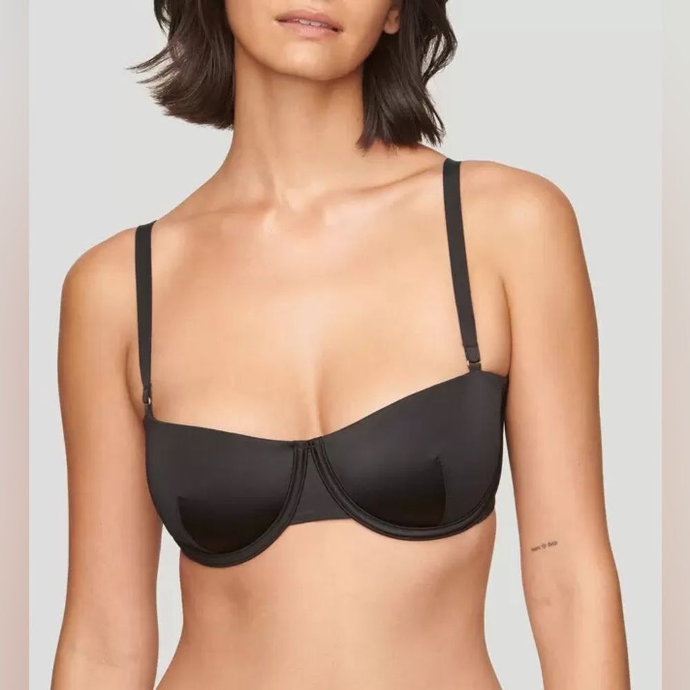 Cuup The Balconette Satin in Black Shine 30G NWOT